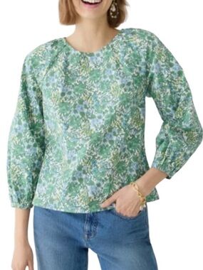 J. Crew Liberty floral puff sleeve open back airy top size 6 excellent condition
